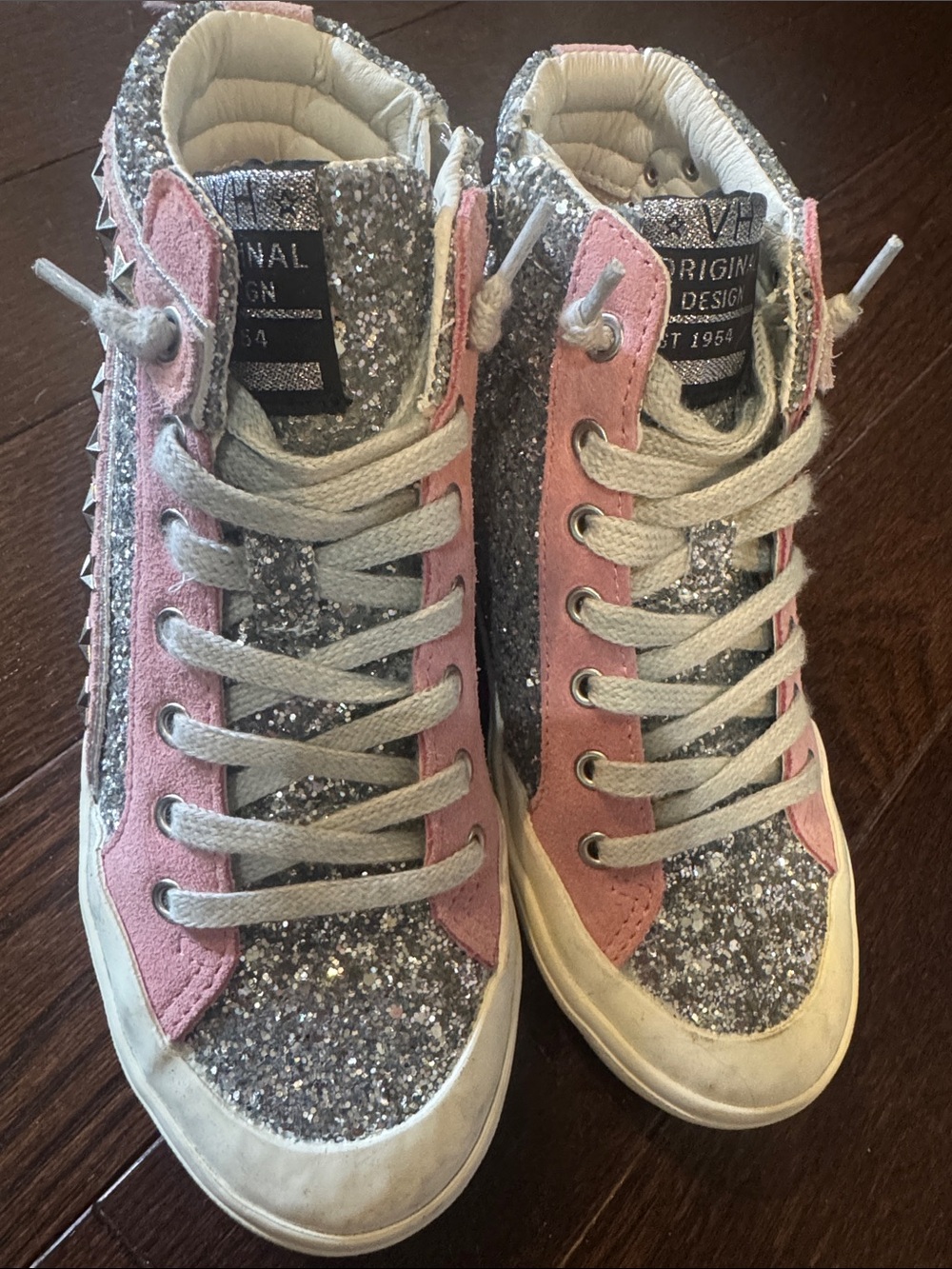 Vintage Havana New Glitter High-Tops w/ Pink Suede, 5.5 women